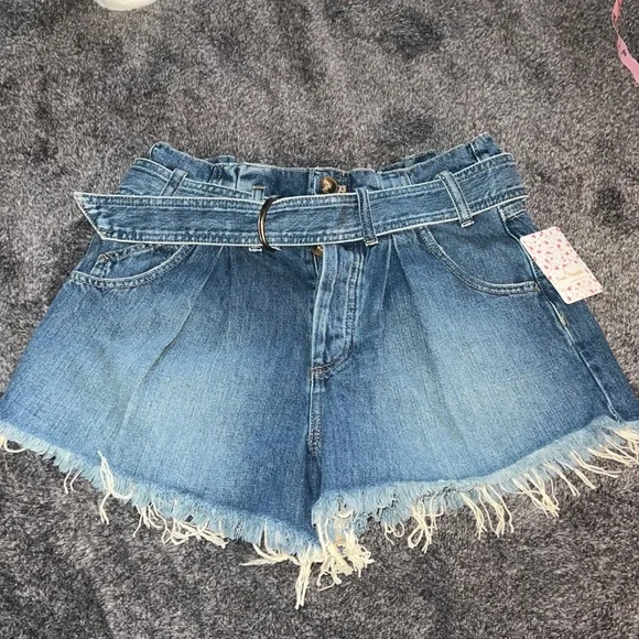 FREE PEOPLE SHORTS LIVIN BLUE WE THE FREE FRAYED w BELT SMALL SEE YOU SOMETIME - Picture 5 of 16